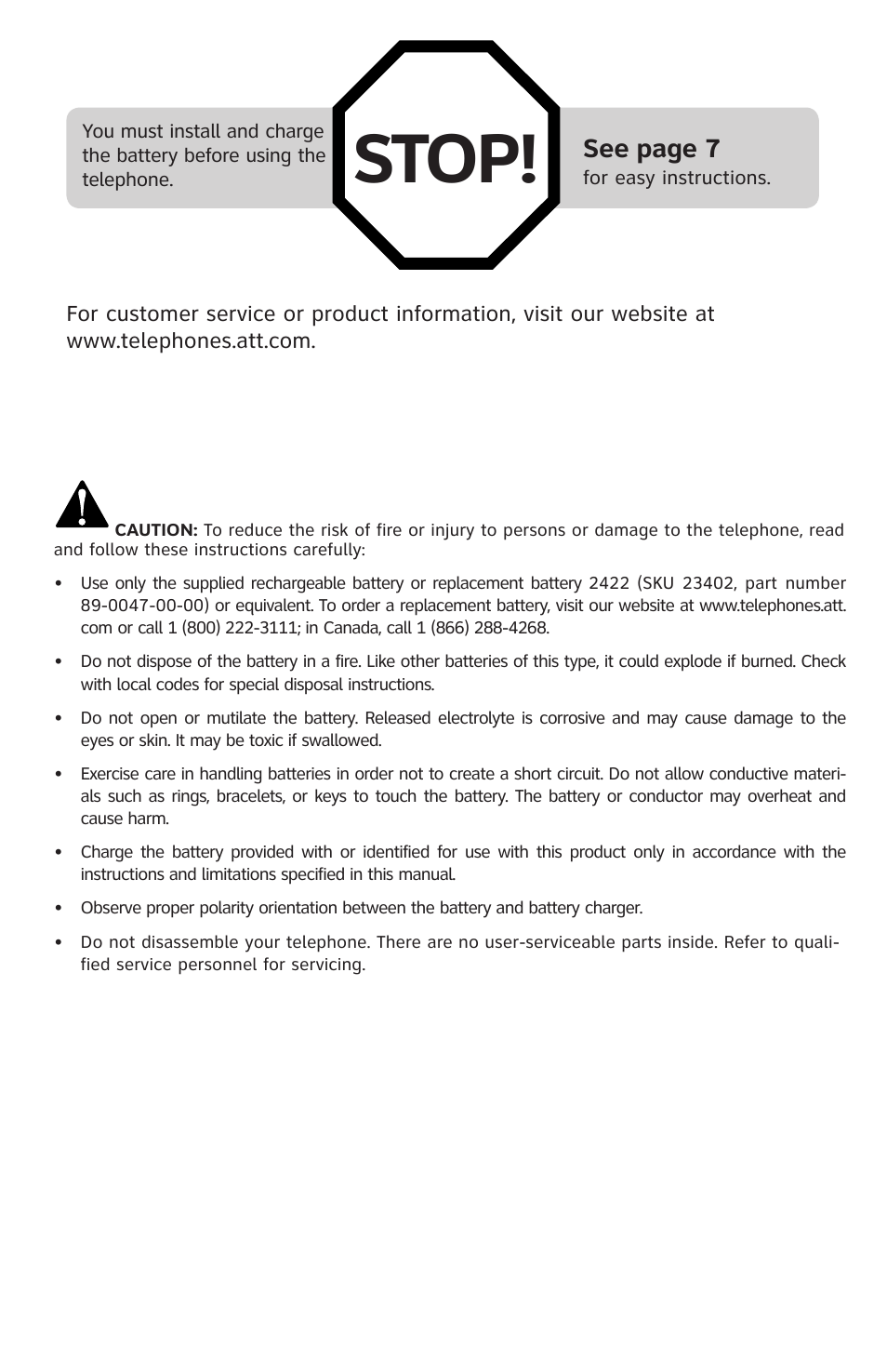Stop, See page 7 | AT&T E5804 User Manual | Page 3 / 52
