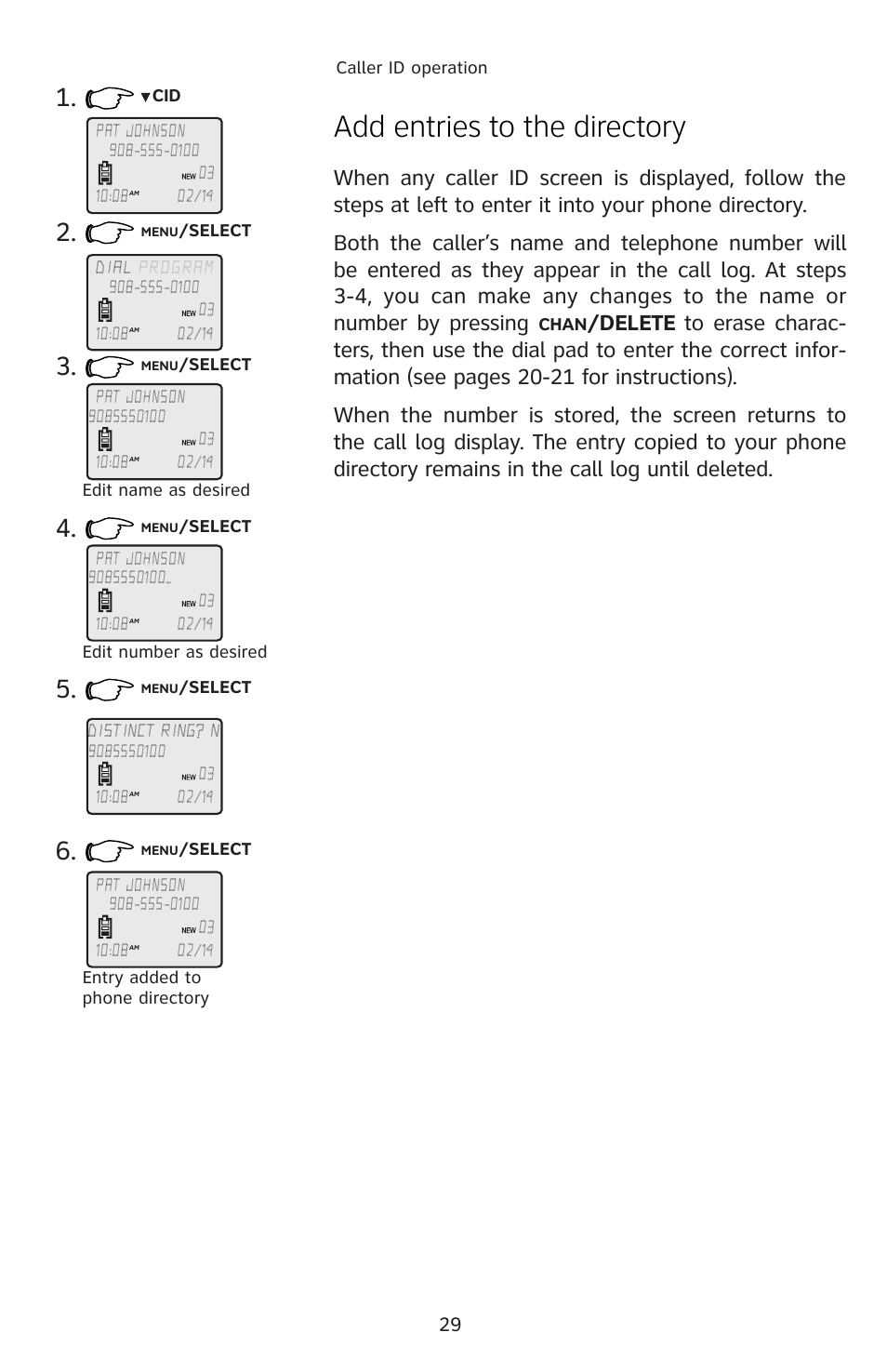 Add entries to the directory | AT&T E5804 User Manual | Page 32 / 52