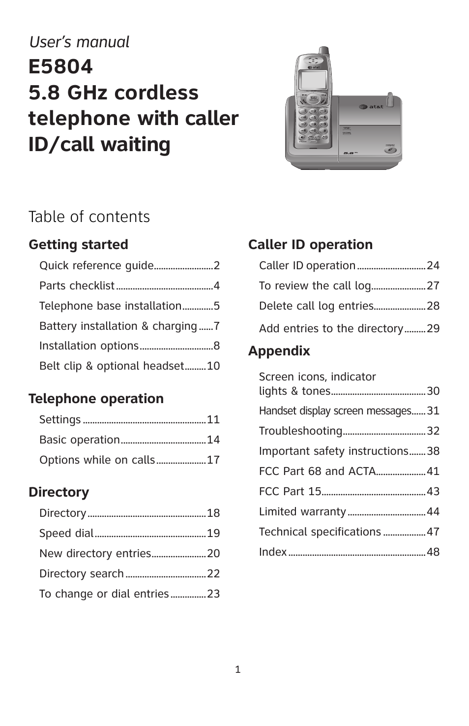 AT&T E5804 User Manual | Page 4 / 52