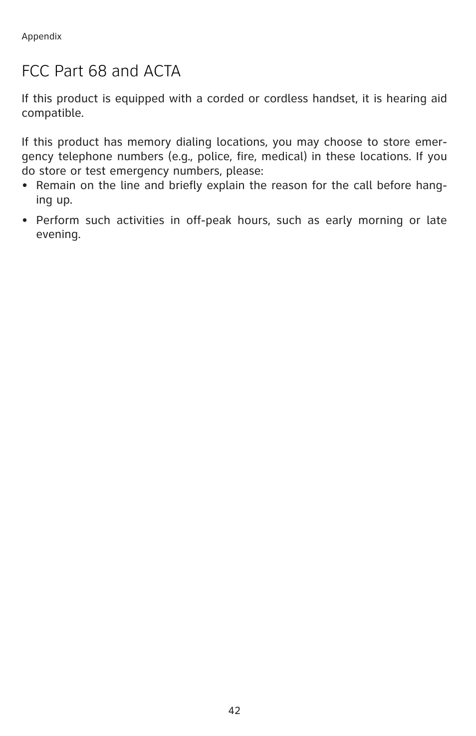Fcc part 68 and acta | AT&T E5804 User Manual | Page 45 / 52