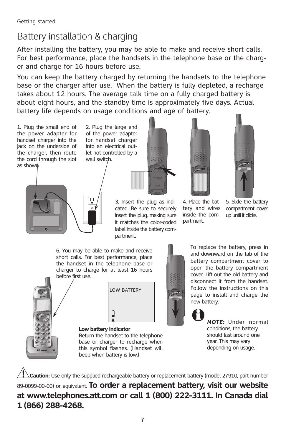 Battery installation & charging | AT&T 2812B User Manual | Page 10 / 69