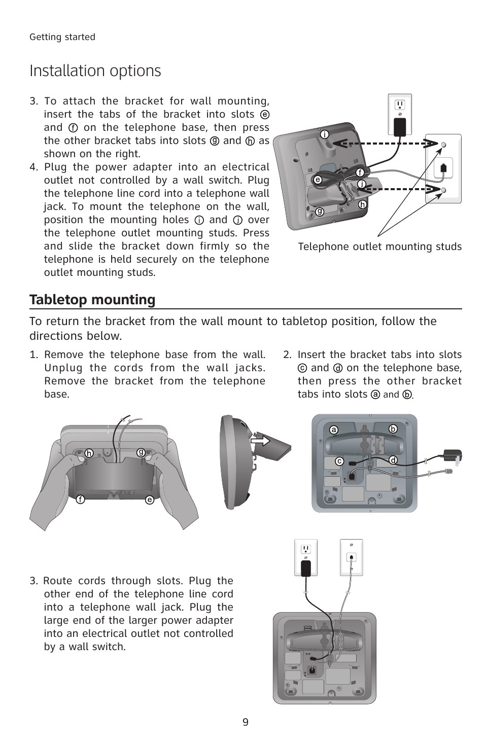 Installation options, Tabletop mounting | AT&T 2812B User Manual | Page 12 / 69