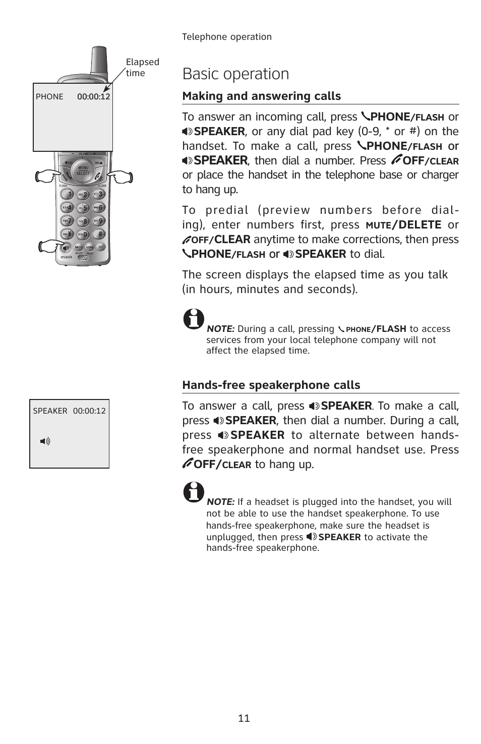 Basic operation, Speaker | AT&T 2812B User Manual | Page 14 / 69