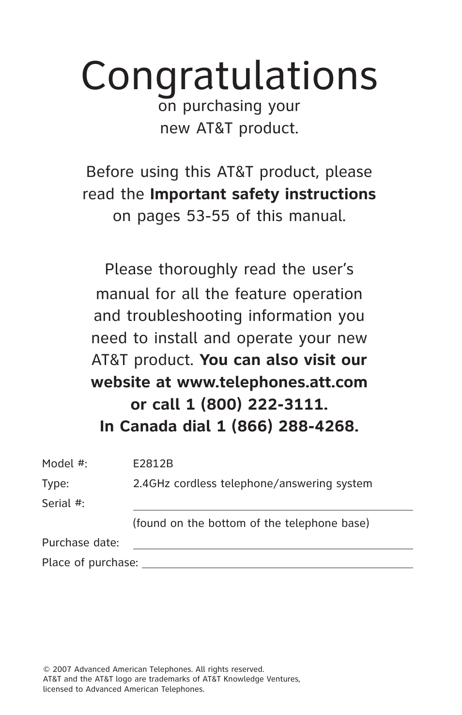 AT&T 2812B User Manual | Page 2 / 69