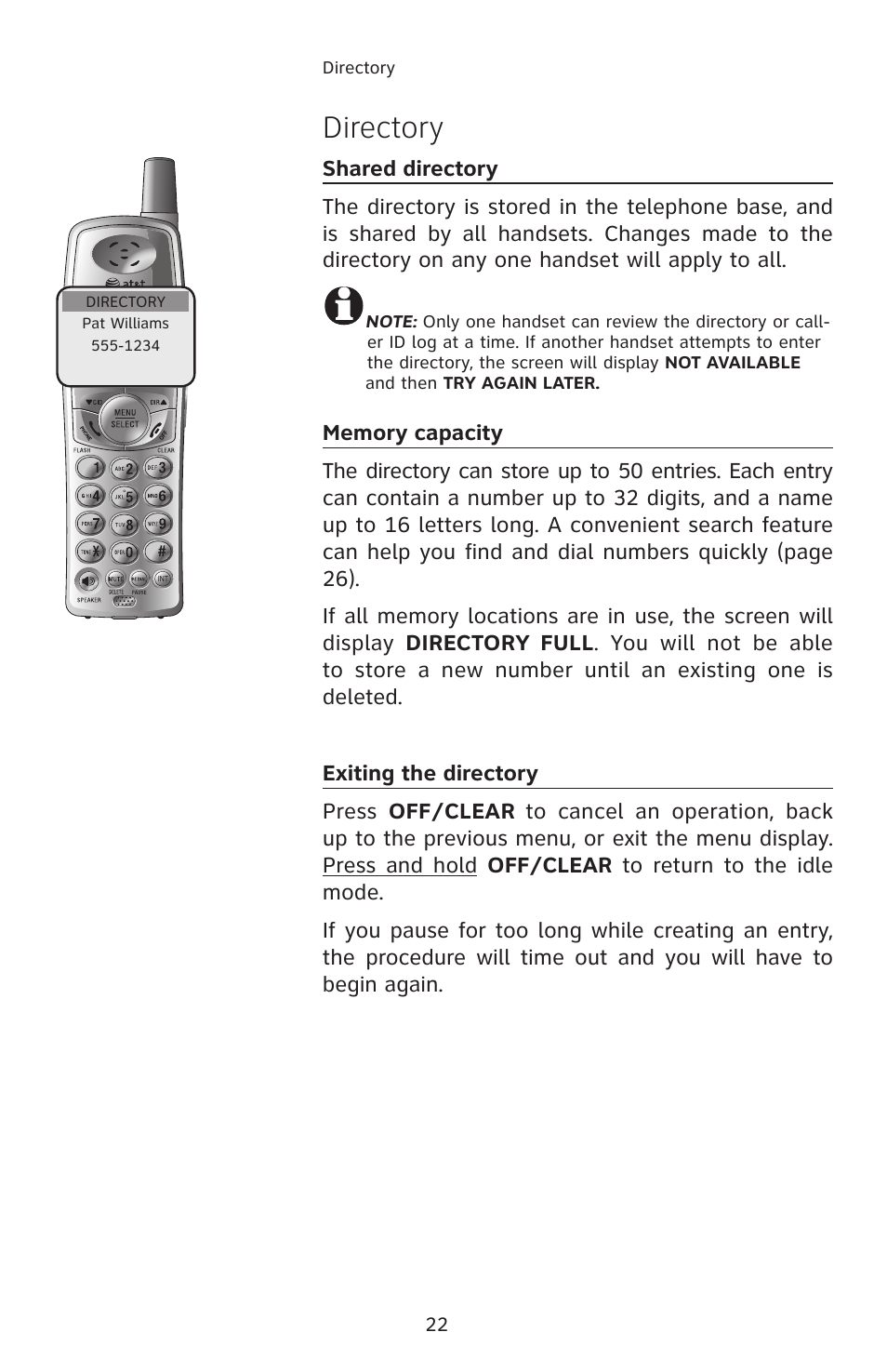 Directory | AT&T 2812B User Manual | Page 25 / 69