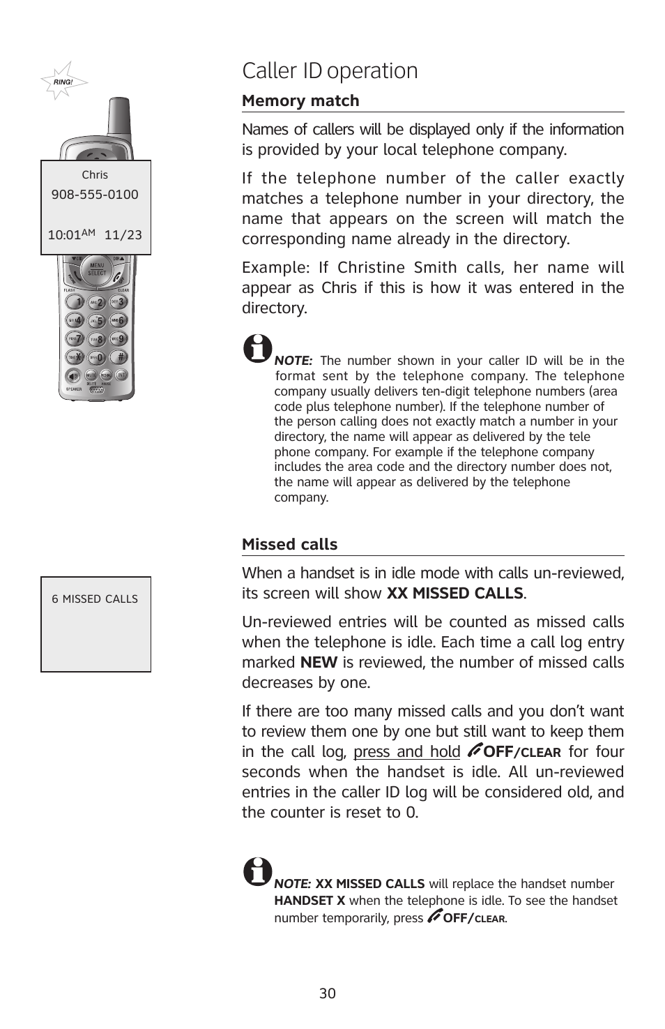 Caller id operation | AT&T 2812B User Manual | Page 33 / 69