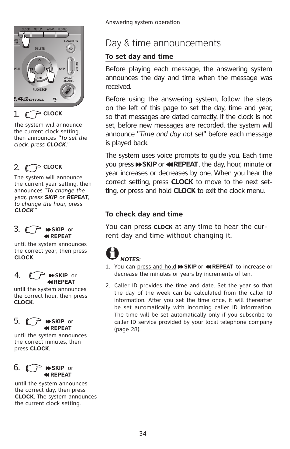 Day & time announcements | AT&T 2812B User Manual | Page 37 / 69