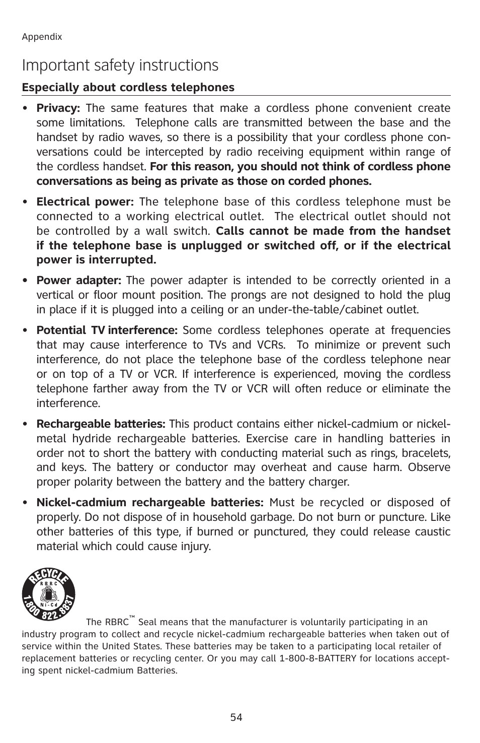 Important safety instructions | AT&T 2812B User Manual | Page 57 / 69
