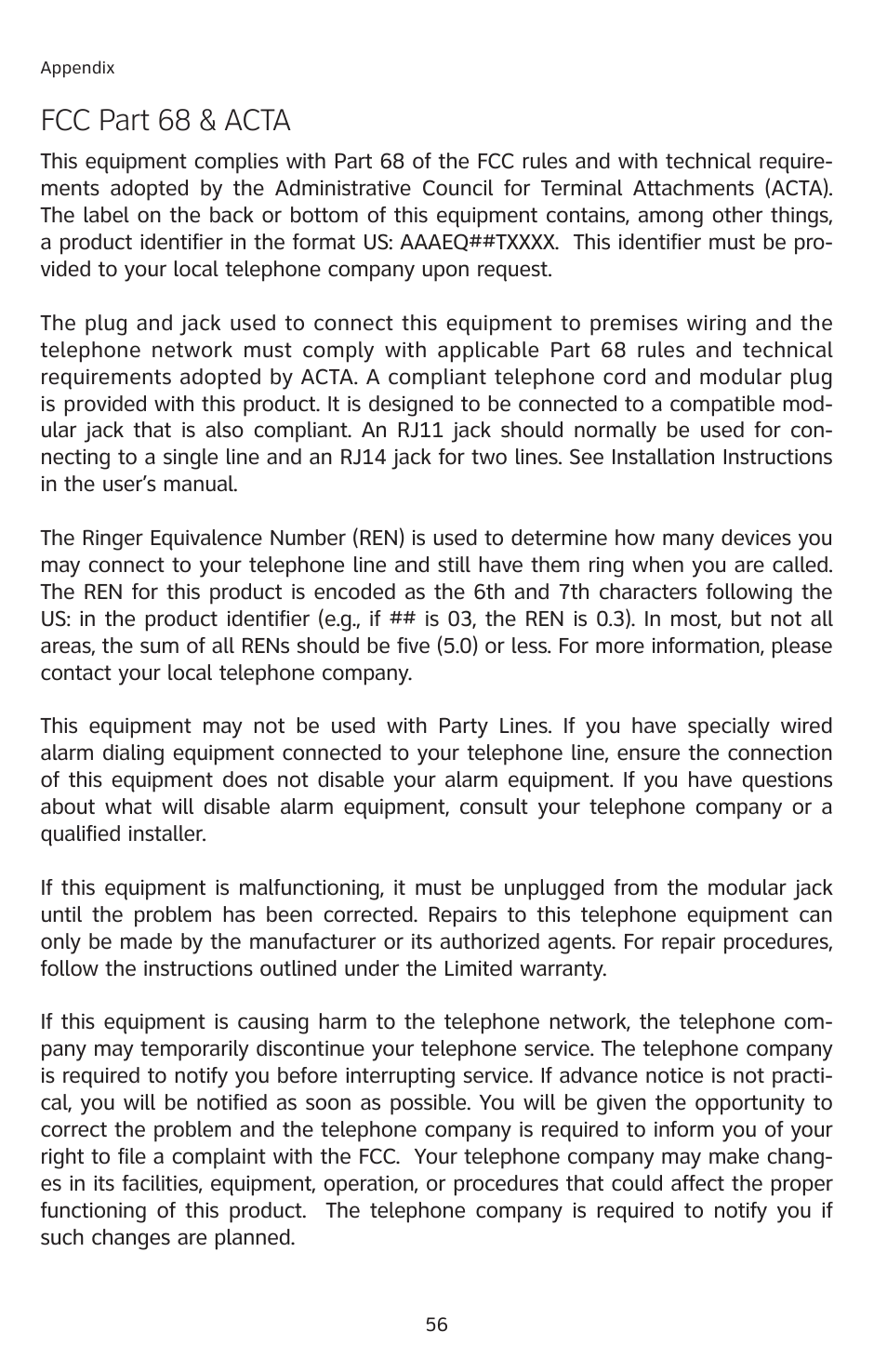 Fcc part 68 & acta | AT&T 2812B User Manual | Page 59 / 69