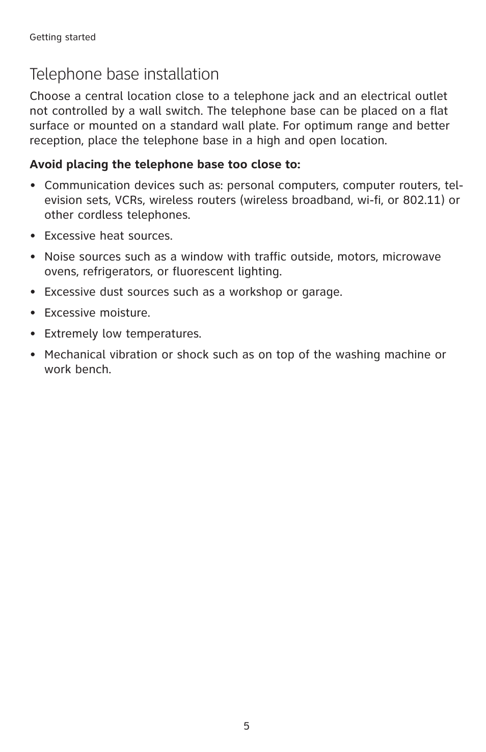 Telephone base installation | AT&T 2812B User Manual | Page 8 / 69