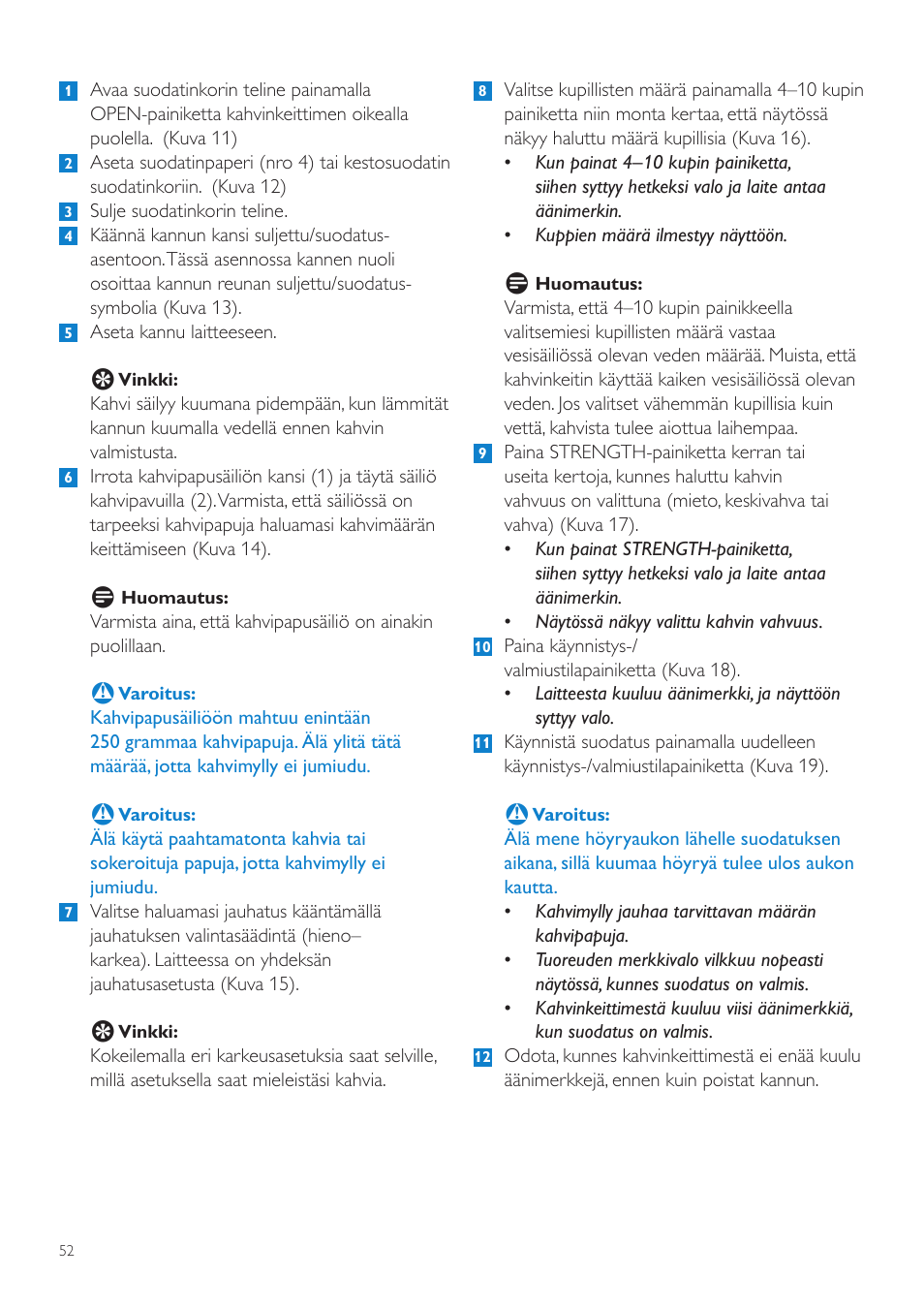 Philips Grind & Brew Cafetière User Manual | Page 52 / 124