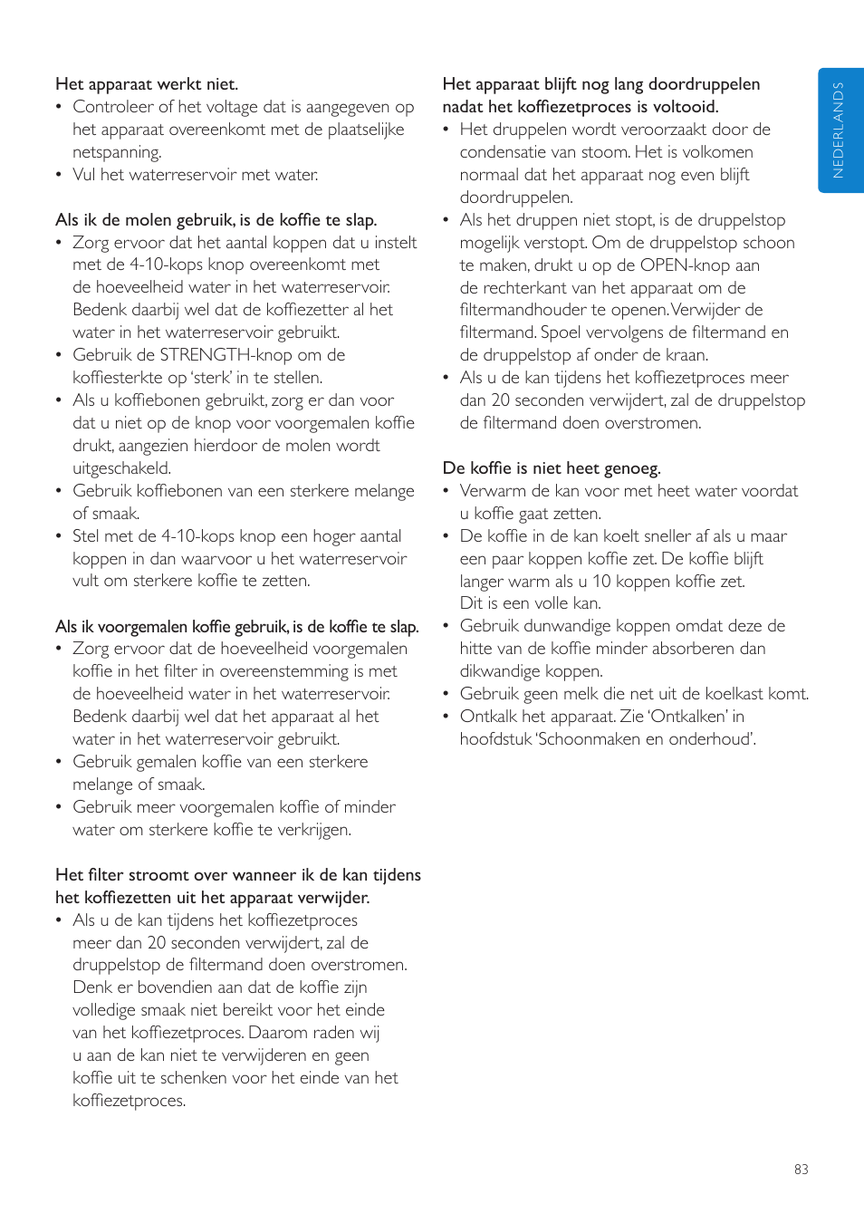 Philips Grind & Brew Cafetière User Manual | Page 83 / 124