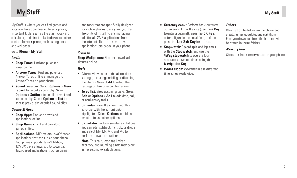 My stuff | AT&T R225 User Manual | Page 10 / 18