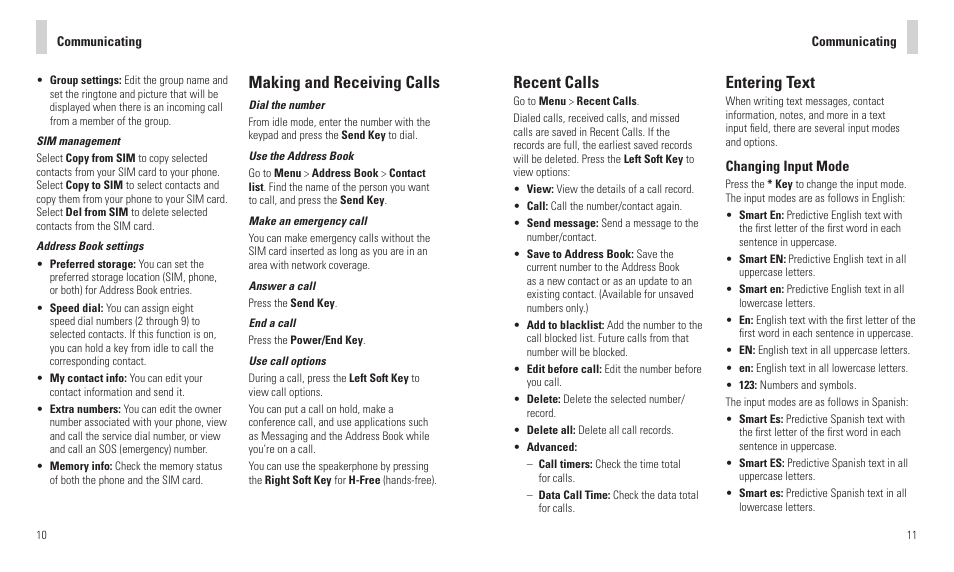 Making and receiving calls, Recent calls, Entering text | AT&T R225 User Manual | Page 7 / 18