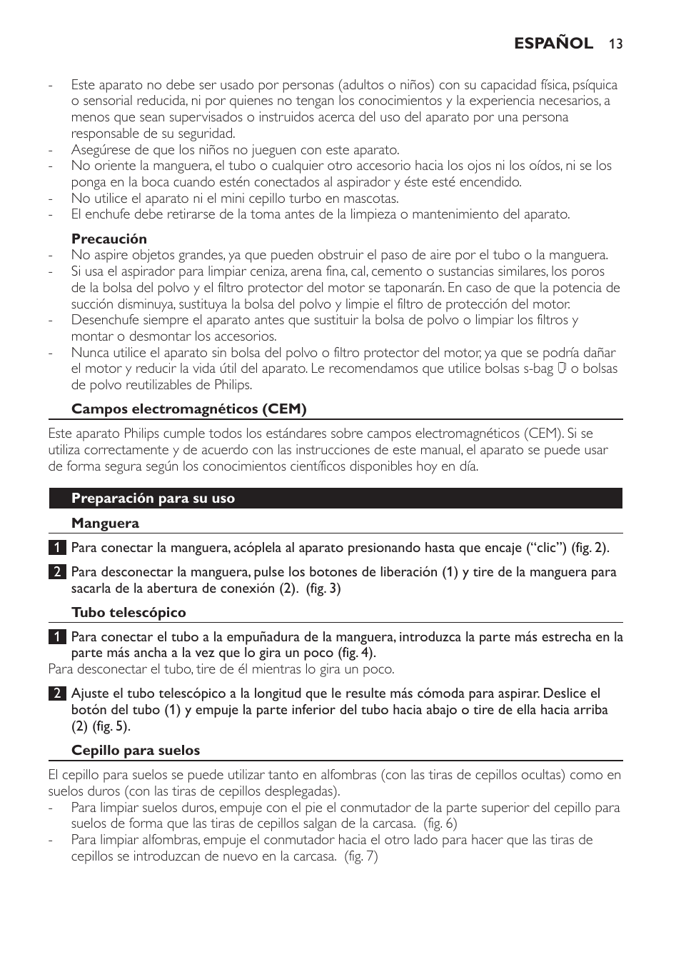 Philips EasyLife Aspirateur avec sac User Manual | Page 13 / 84