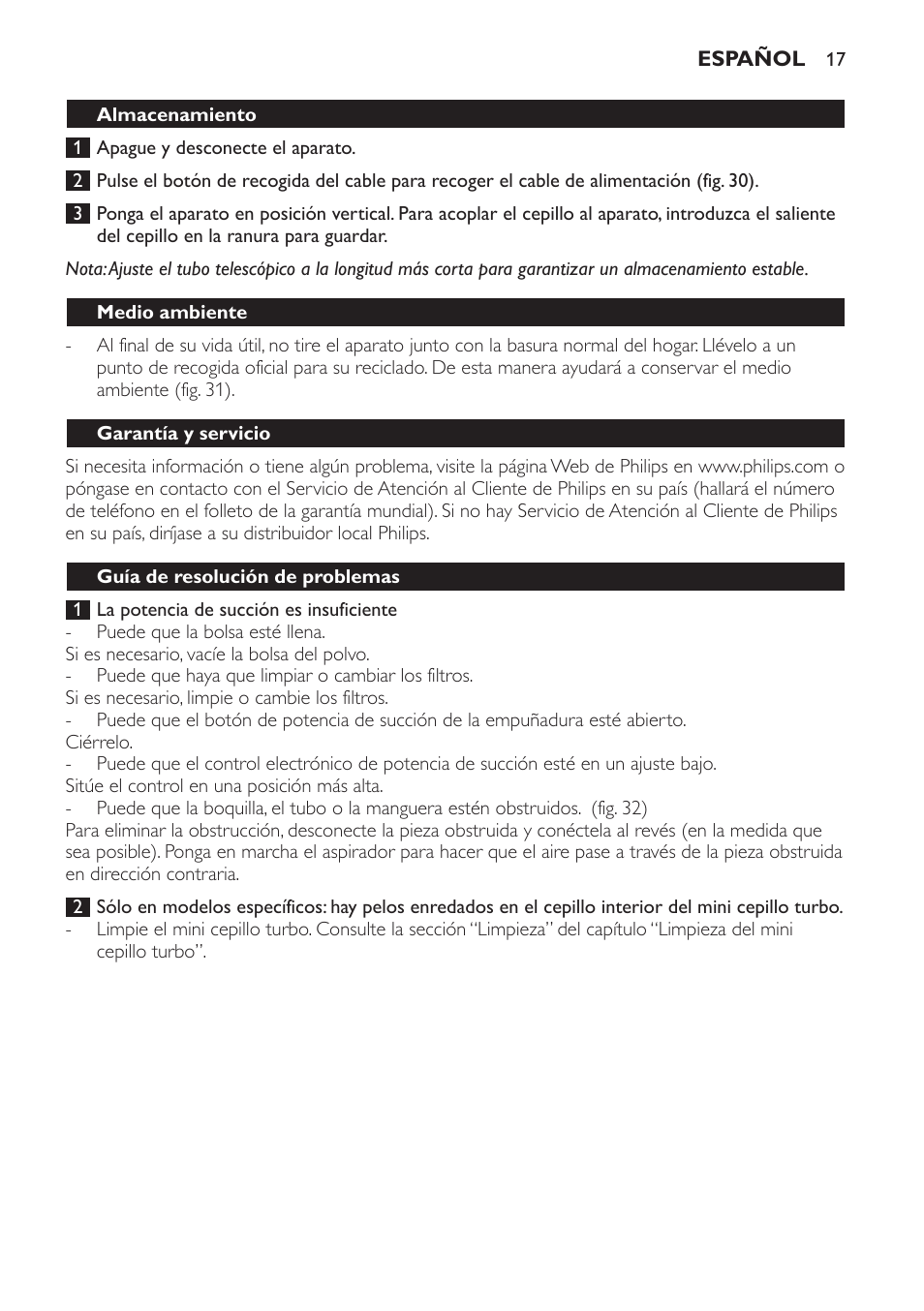 Philips EasyLife Aspirateur avec sac User Manual | Page 17 / 84