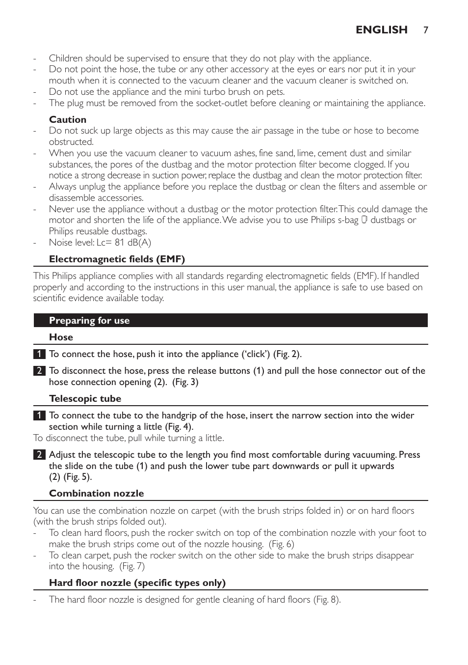 Philips EasyLife Aspirateur avec sac User Manual | Page 7 / 84