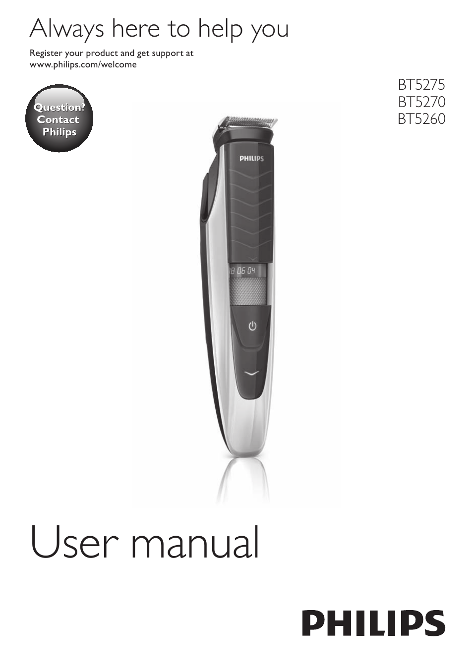 Philips BEARDTRIMMER Series 5000 Tondeuse barbe étanche User Manual | 122 pages