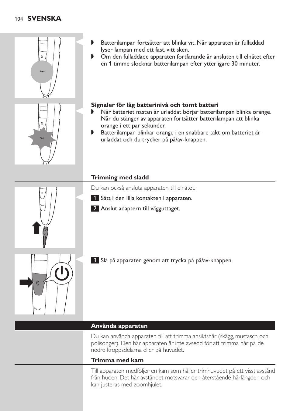 Philips BEARDTRIMMER Series 5000 Tondeuse barbe étanche User Manual | Page 104 / 122