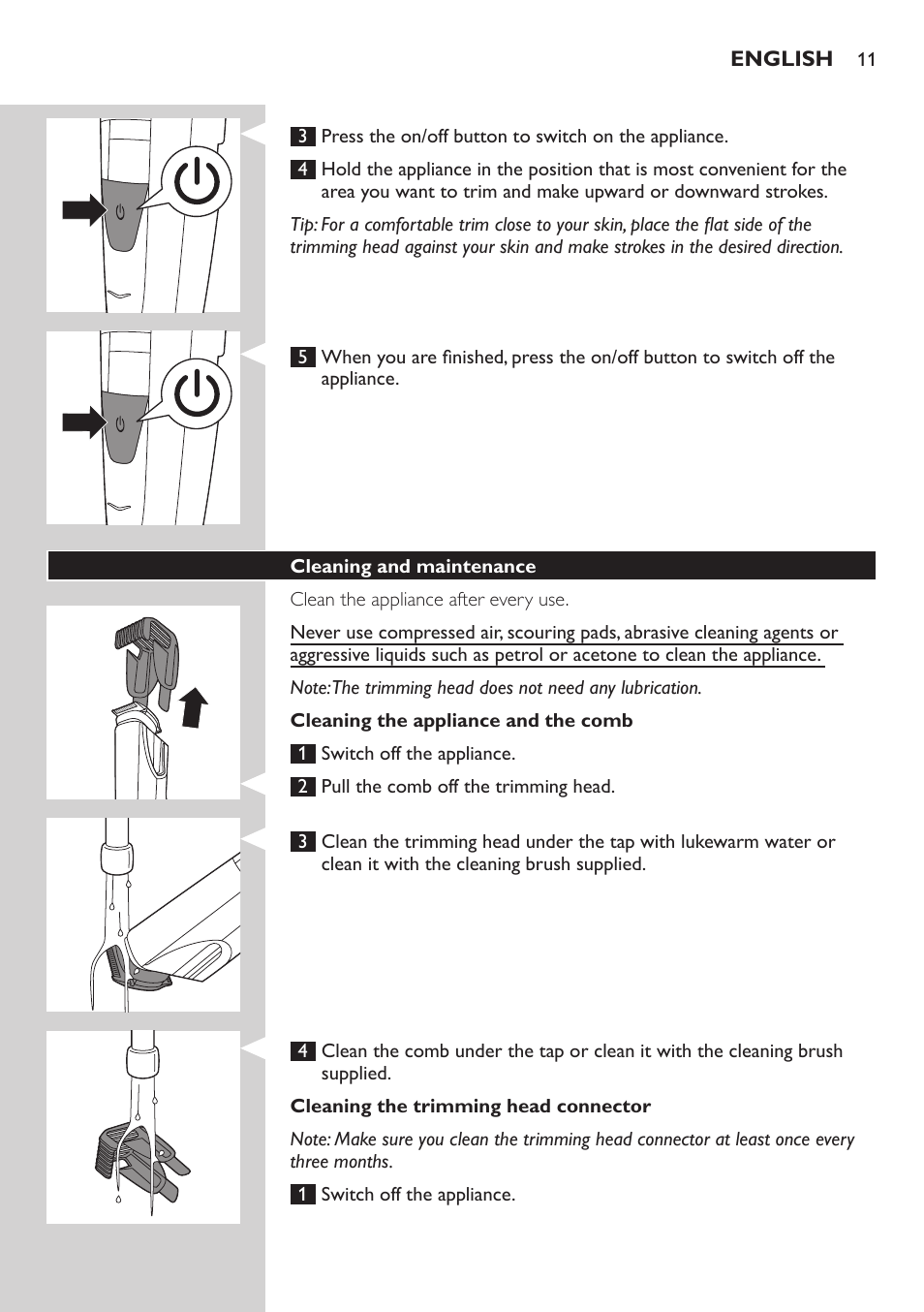 Philips BEARDTRIMMER Series 5000 Tondeuse barbe étanche User Manual | Page 11 / 122