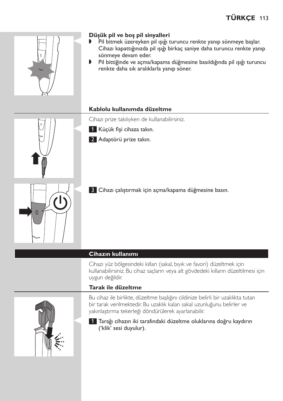 Philips BEARDTRIMMER Series 5000 Tondeuse barbe étanche User Manual | Page 113 / 122