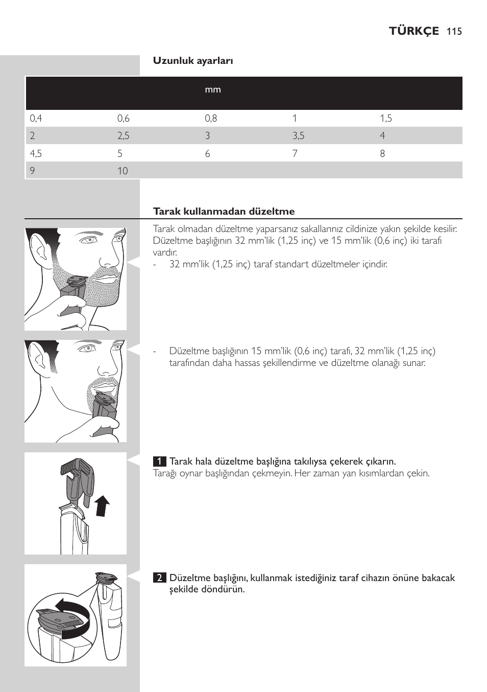 Philips BEARDTRIMMER Series 5000 Tondeuse barbe étanche User Manual | Page 115 / 122