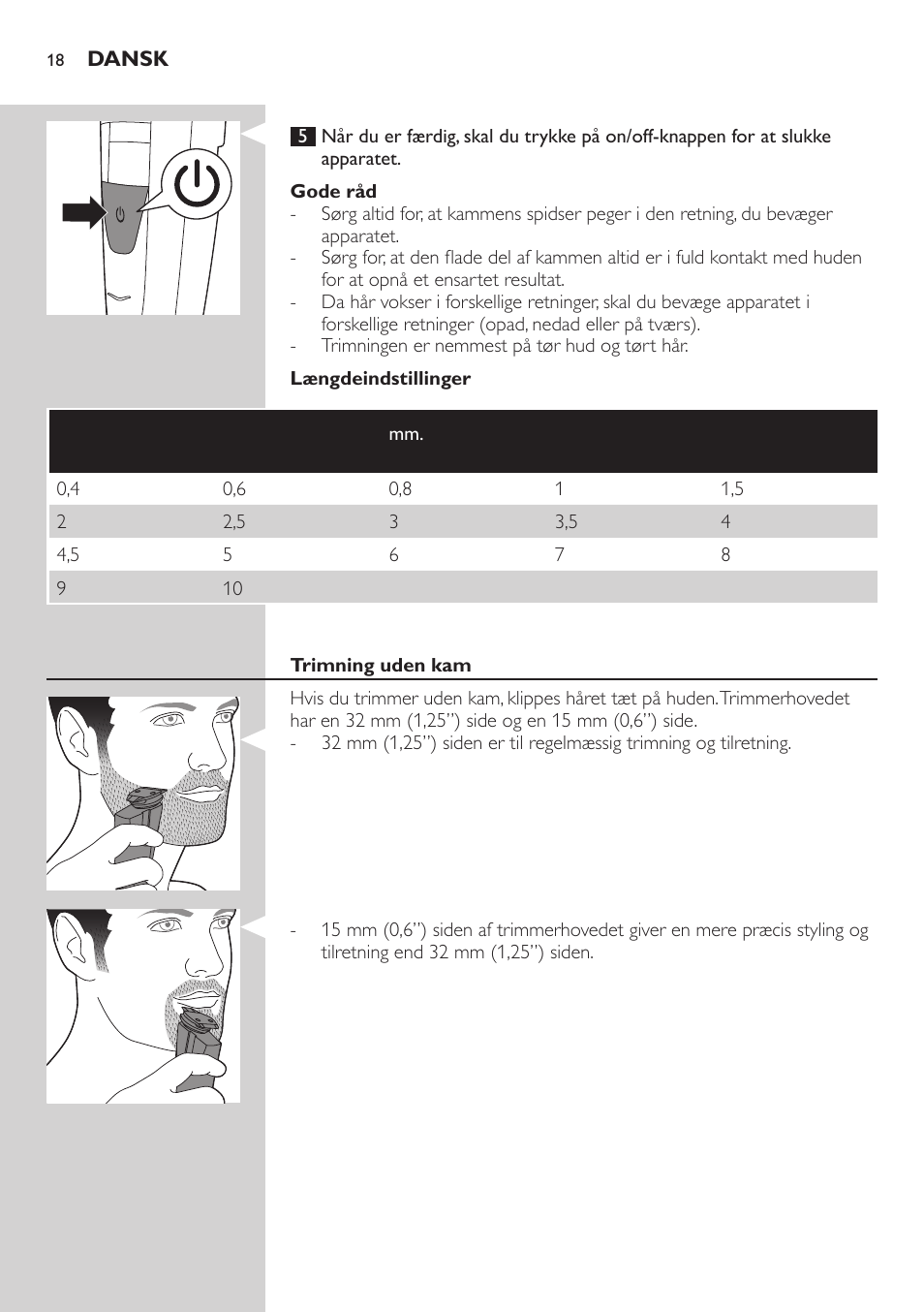 Philips BEARDTRIMMER Series 5000 Tondeuse barbe étanche User Manual | Page 18 / 122