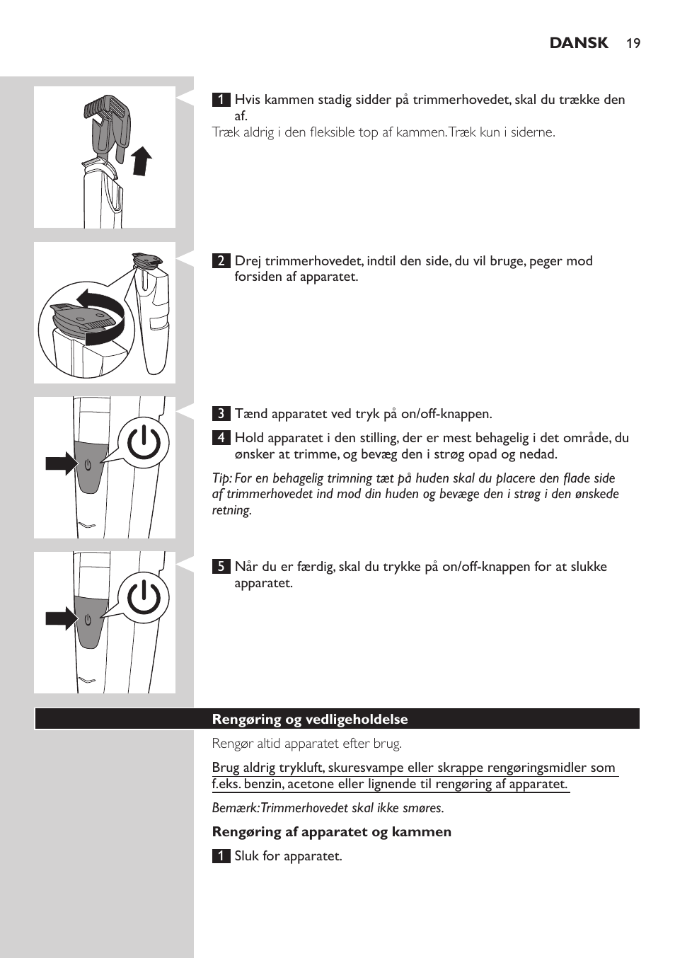 Philips BEARDTRIMMER Series 5000 Tondeuse barbe étanche User Manual | Page 19 / 122