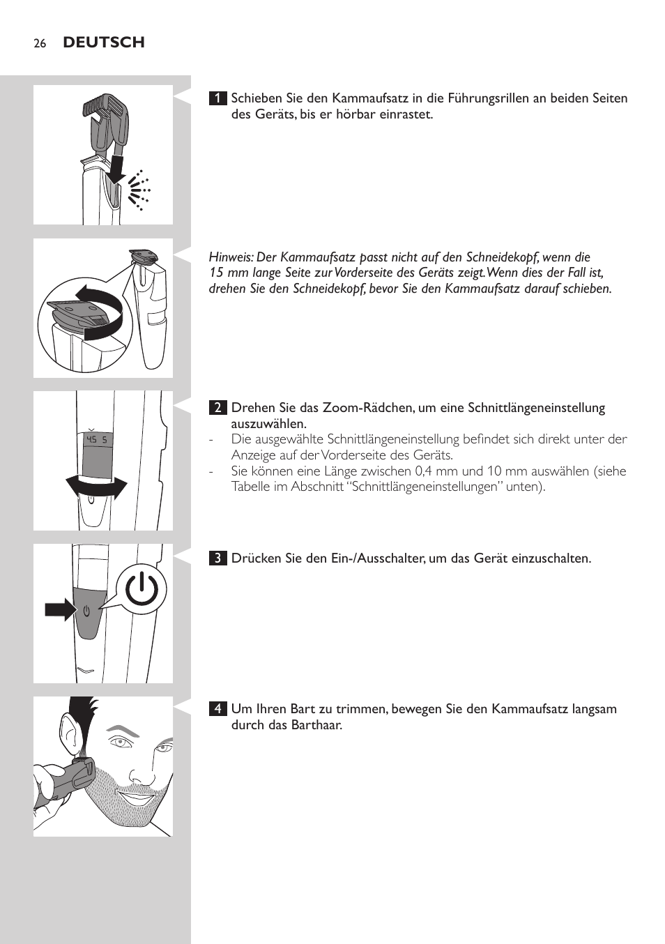 Philips BEARDTRIMMER Series 5000 Tondeuse barbe étanche User Manual | Page 26 / 122