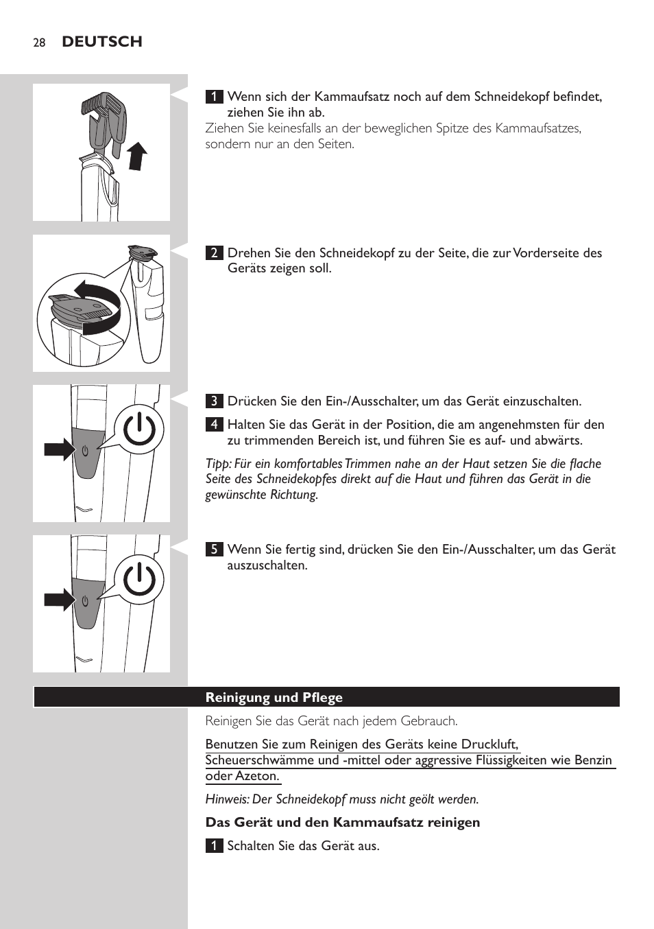 Philips BEARDTRIMMER Series 5000 Tondeuse barbe étanche User Manual | Page 28 / 122