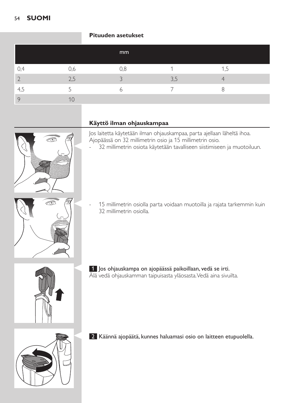 Philips BEARDTRIMMER Series 5000 Tondeuse barbe étanche User Manual | Page 54 / 122