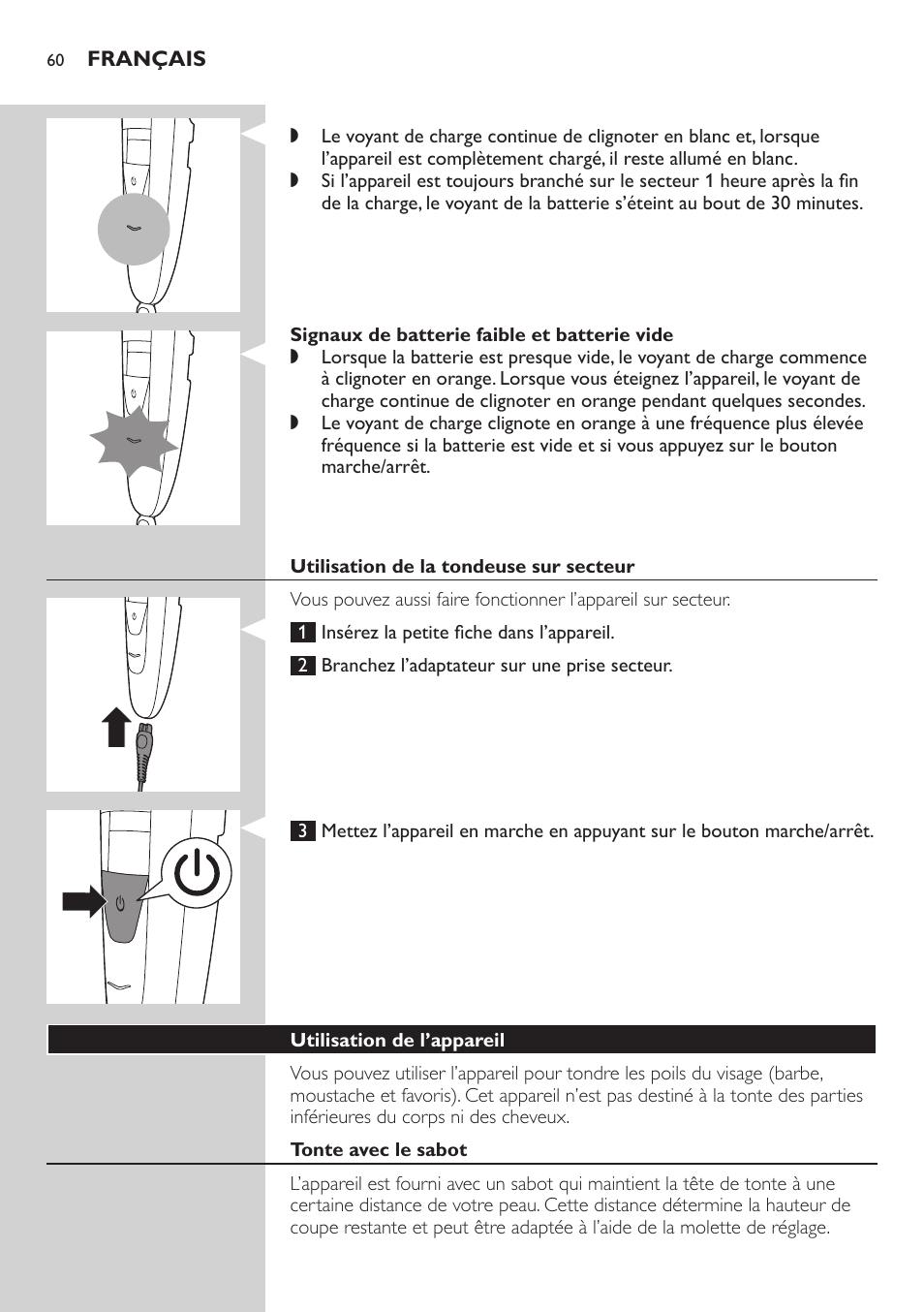 Philips BEARDTRIMMER Series 5000 Tondeuse barbe étanche User Manual | Page 60 / 122