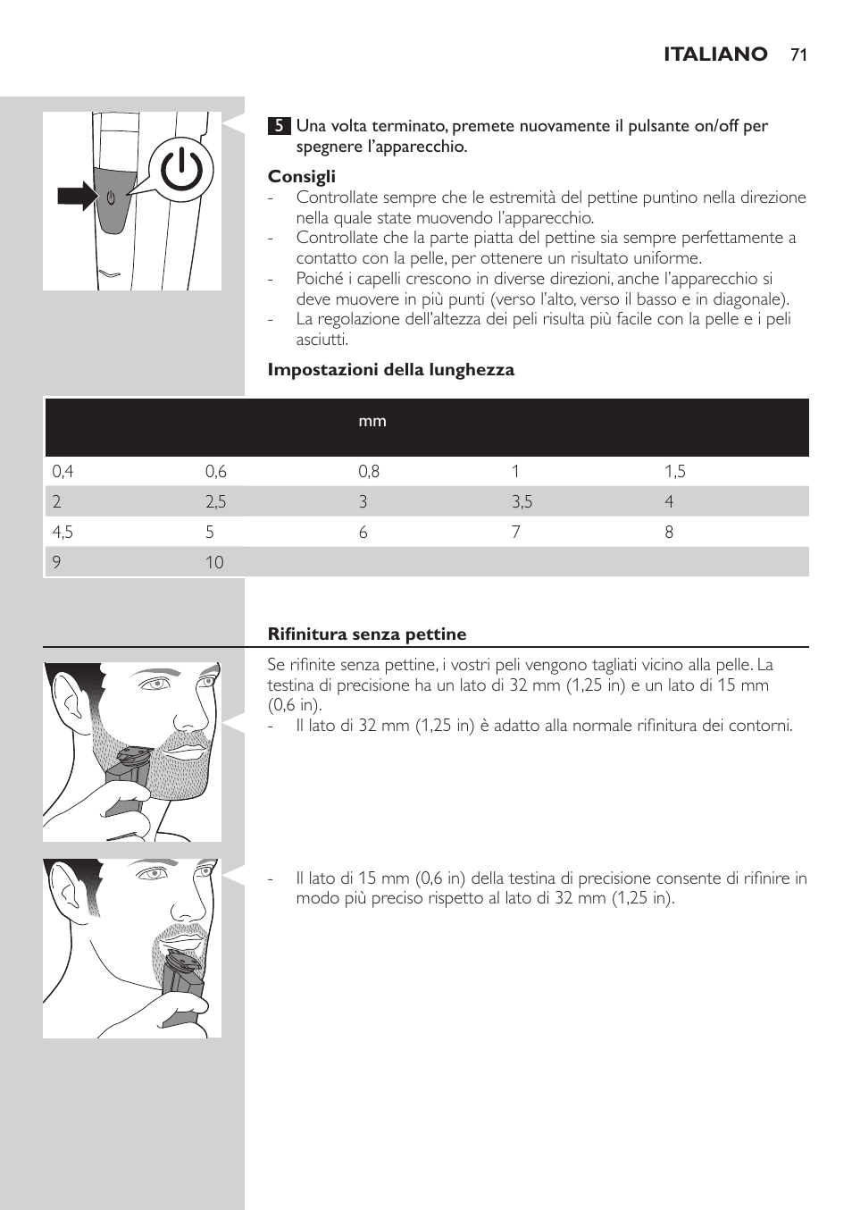 Philips BEARDTRIMMER Series 5000 Tondeuse barbe étanche User Manual | Page 71 / 122