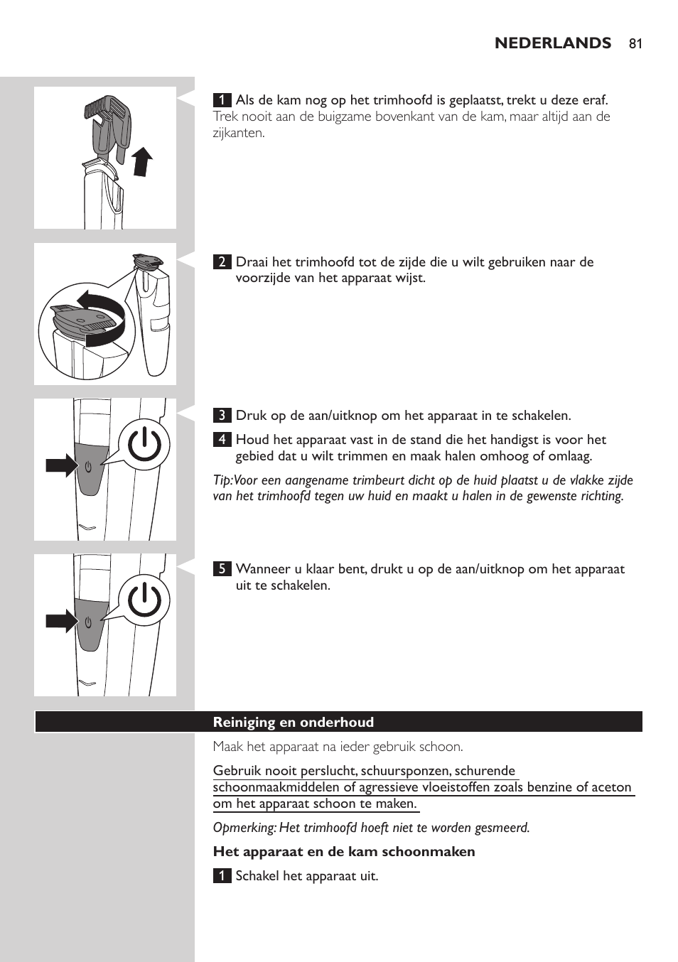 Philips BEARDTRIMMER Series 5000 Tondeuse barbe étanche User Manual | Page 81 / 122