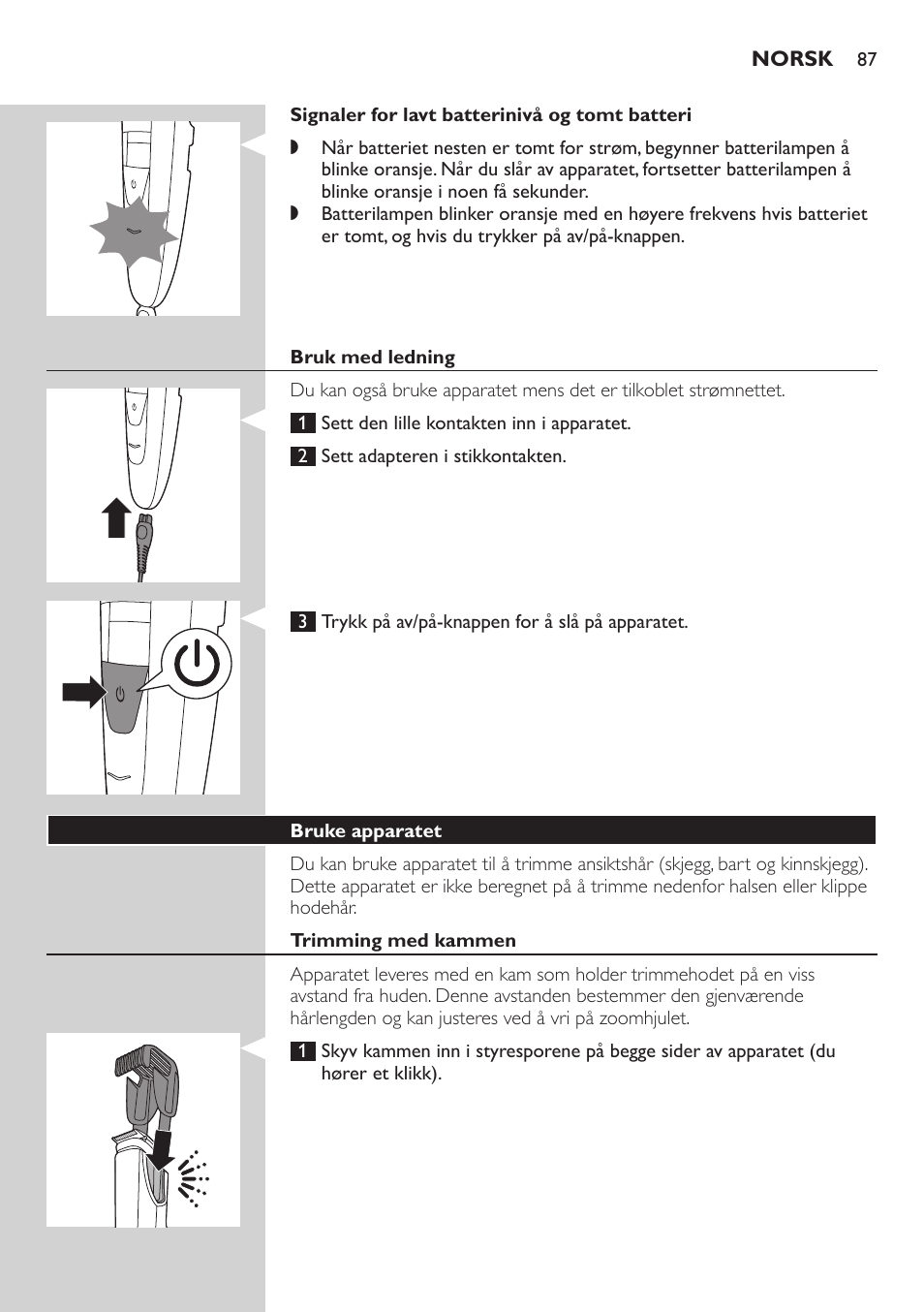 Philips BEARDTRIMMER Series 5000 Tondeuse barbe étanche User Manual | Page 87 / 122