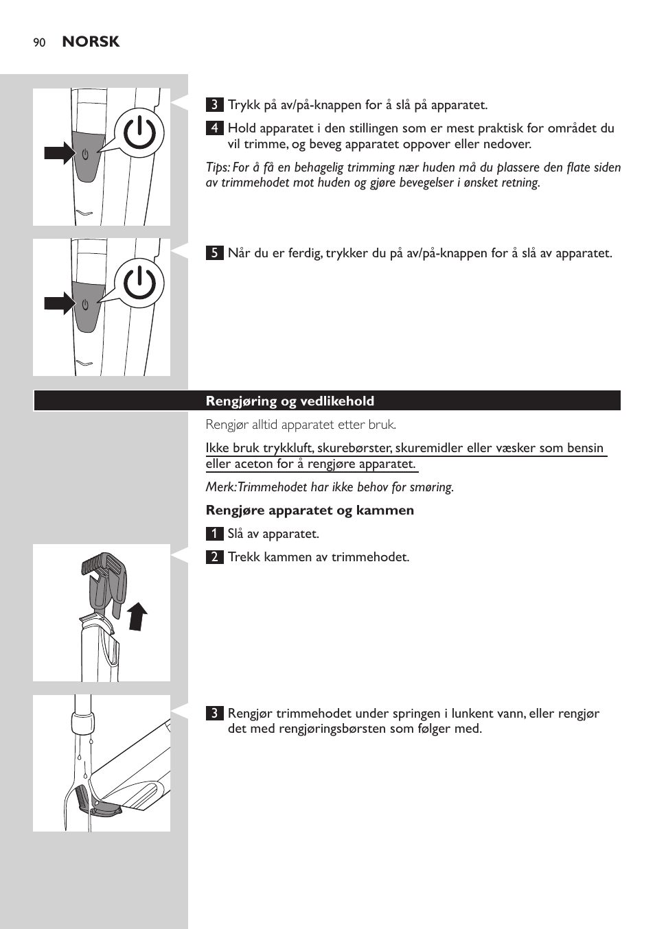 Philips BEARDTRIMMER Series 5000 Tondeuse barbe étanche User Manual | Page 90 / 122