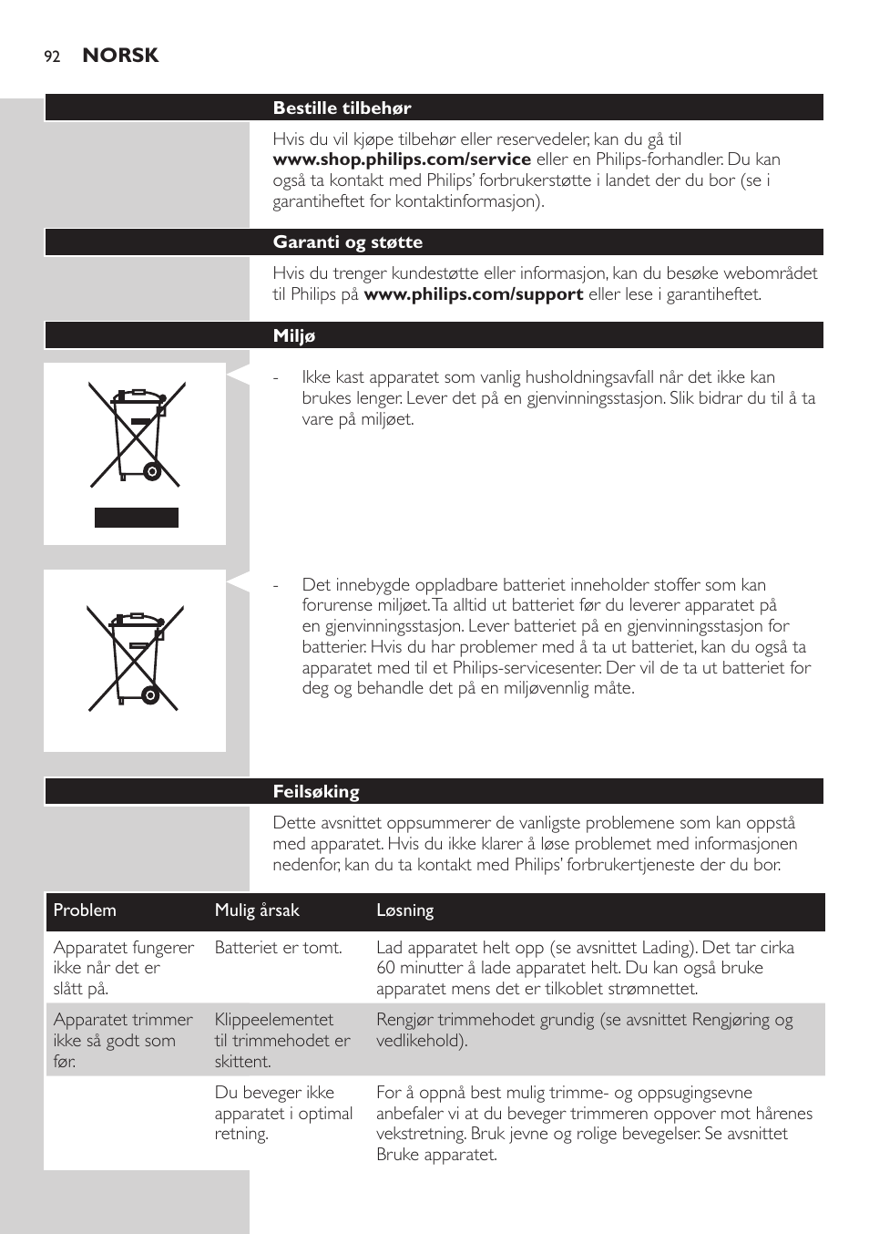 Philips BEARDTRIMMER Series 5000 Tondeuse barbe étanche User Manual | Page 92 / 122