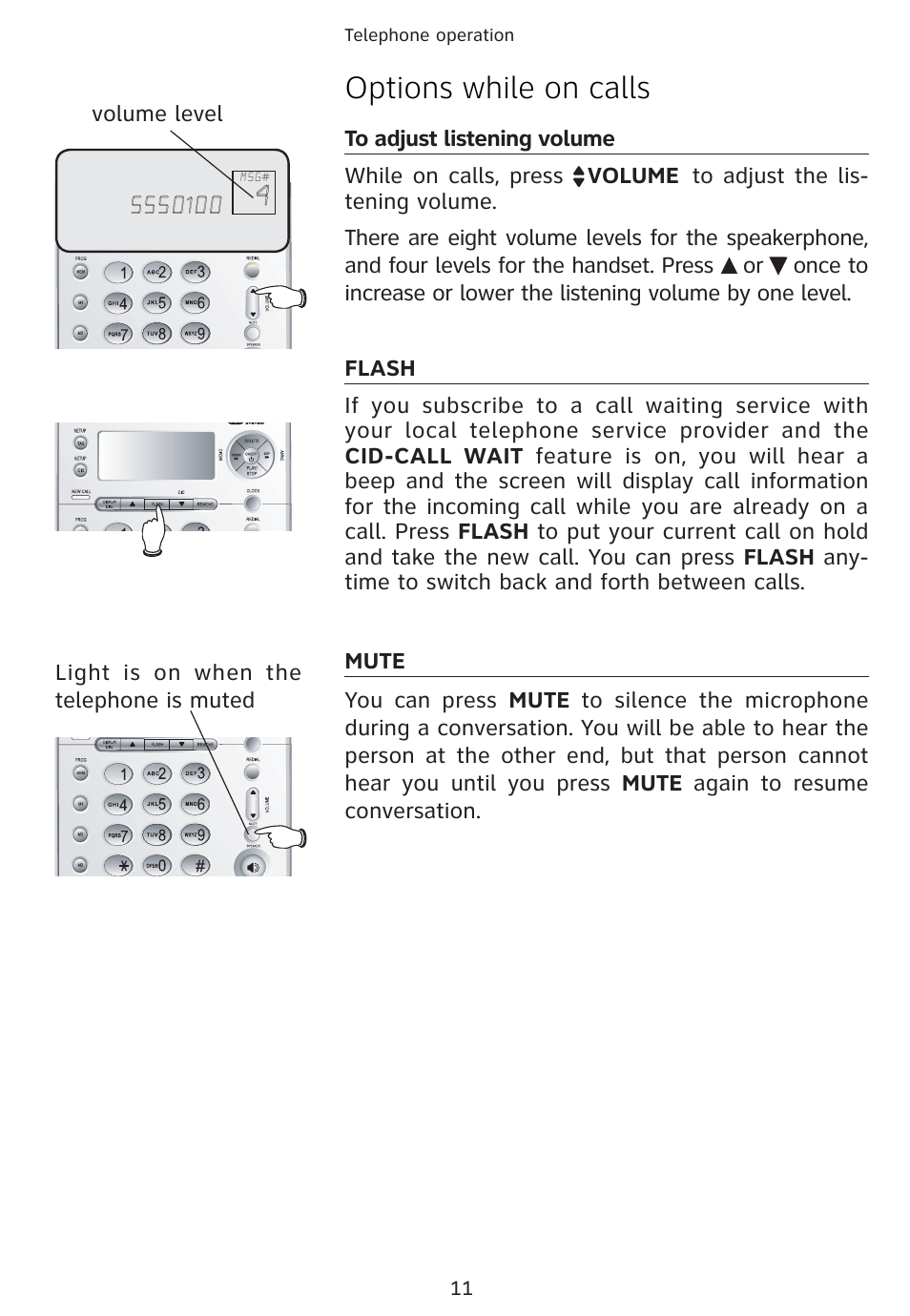 Options while on calls | AT&T 1856  Speakerphone User Manual | Page 14 / 50