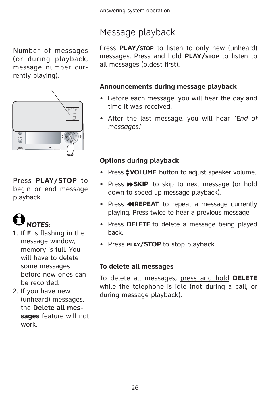 Message playback | AT&T 1856  Speakerphone User Manual | Page 29 / 50