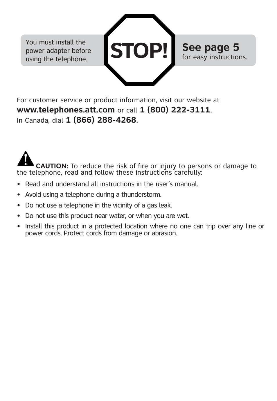 Stop, See page 5 | AT&T 1856  Speakerphone User Manual | Page 3 / 50