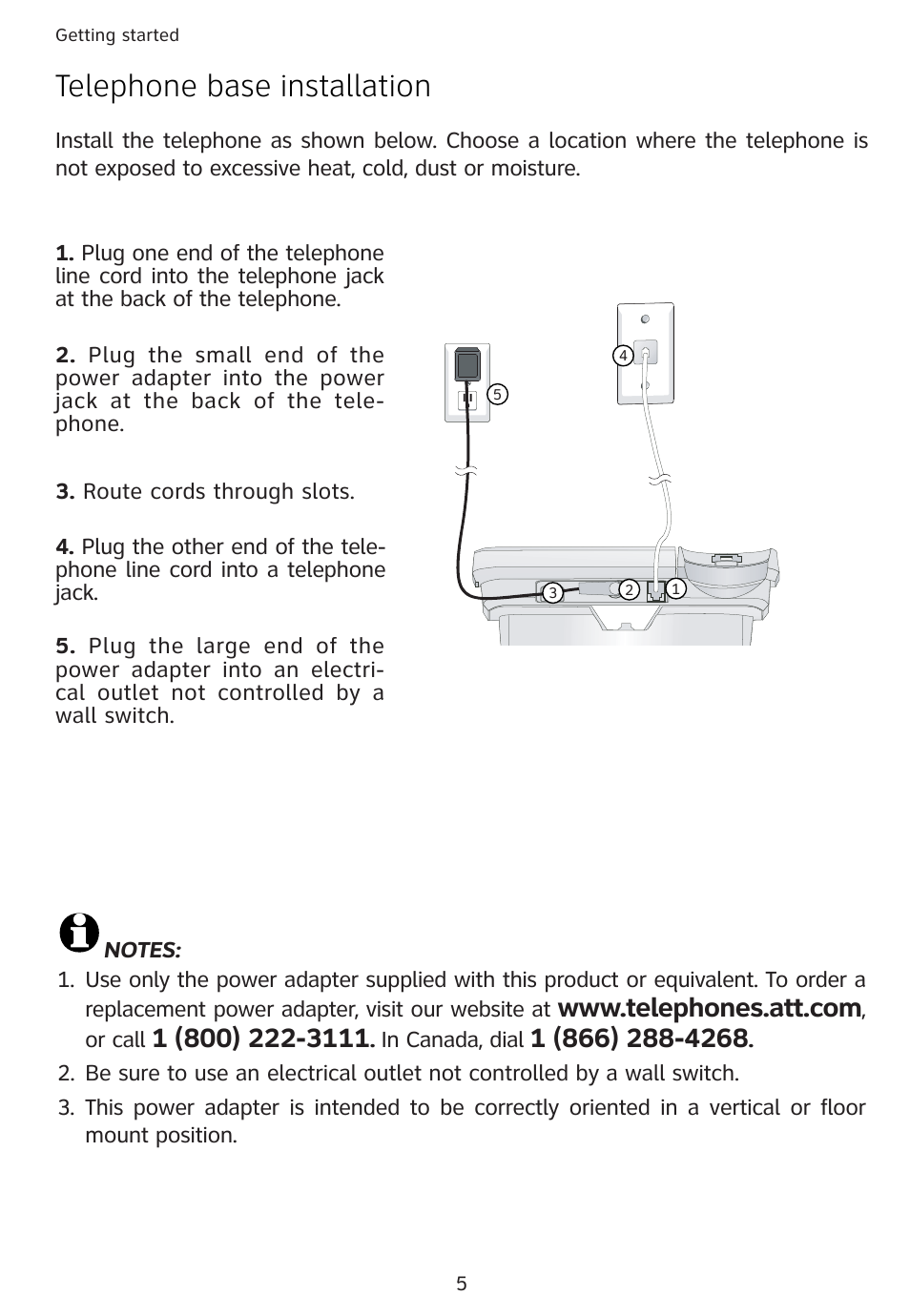 Telephone base installation | AT&T 1856  Speakerphone User Manual | Page 8 / 50