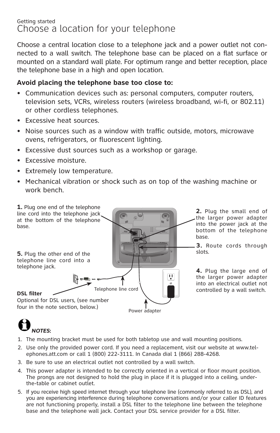 Choose a location for your telephone | AT&T E5914B User Manual | Page 3 / 6