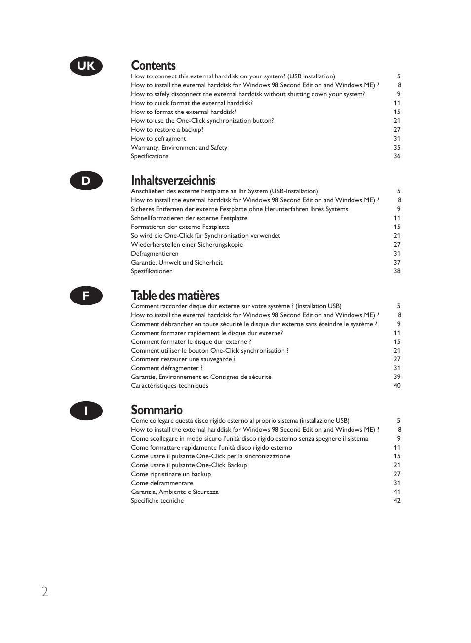 Philips Disque dur externe User Manual | Page 2 / 52