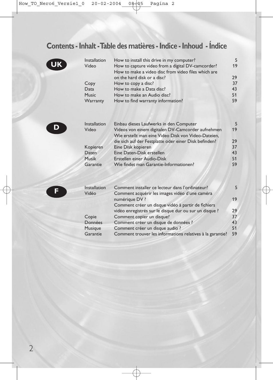 Uk d f | Philips Lecteur interne User Manual | Page 2 / 64