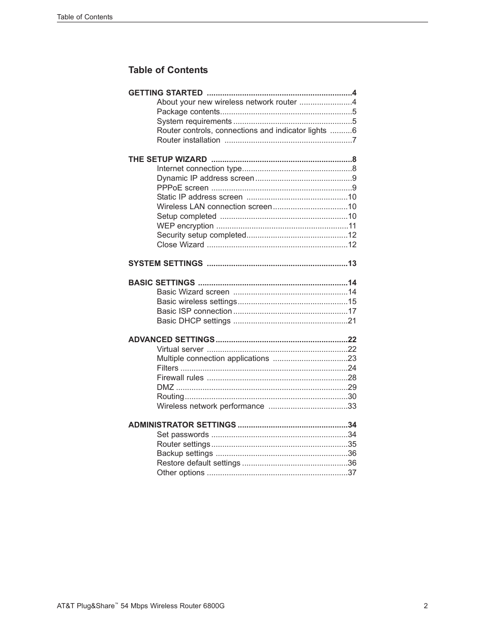 AT&T Plug&Share 6800G User Manual | Page 2 / 77