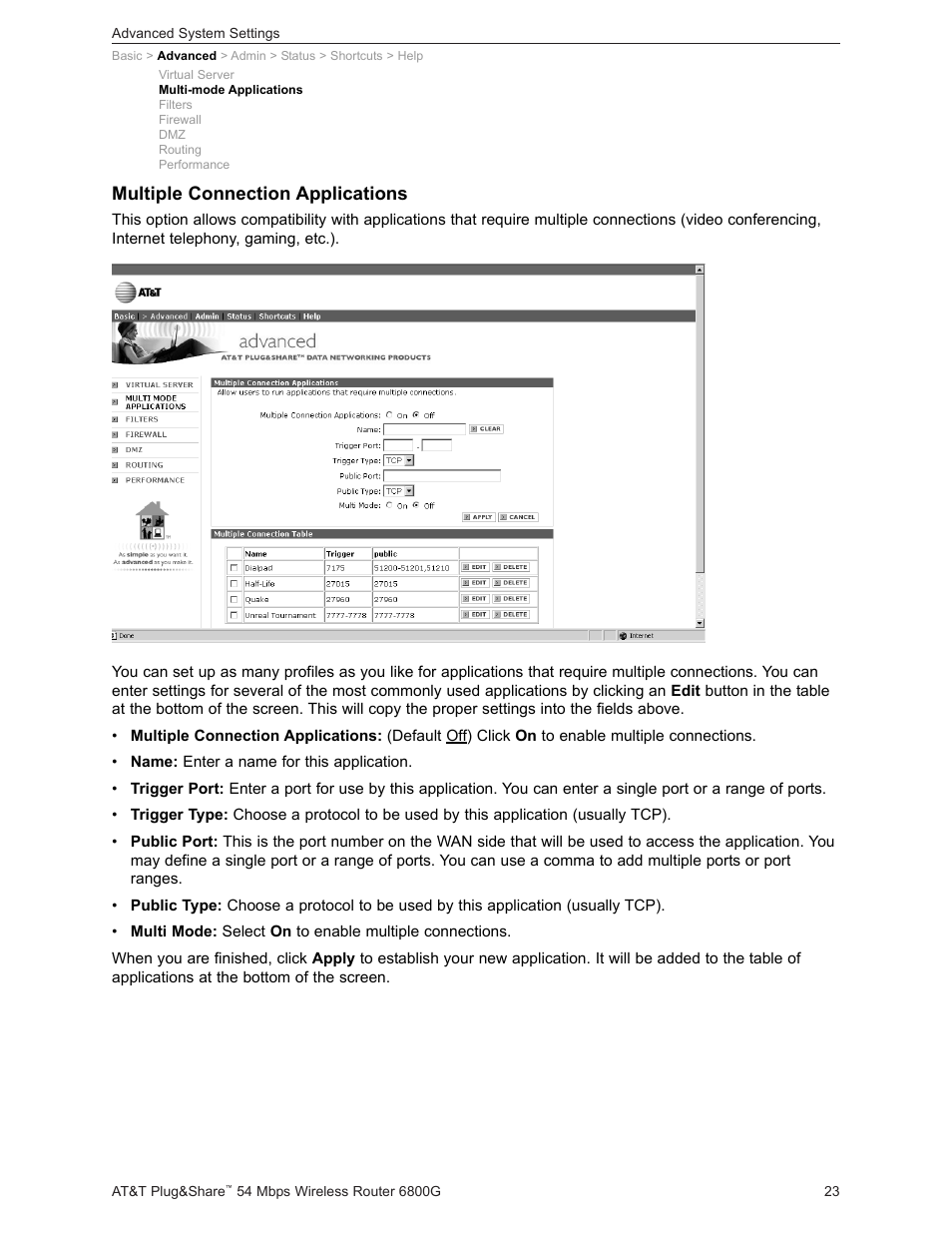 Multiple connection applications | AT&T Plug&Share 6800G User Manual | Page 23 / 77
