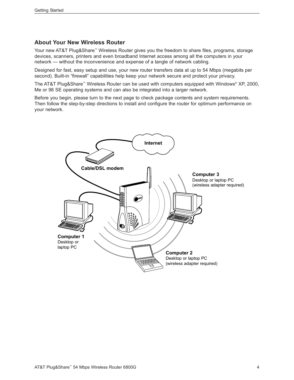 About your new wireless router | AT&T Plug&Share 6800G User Manual | Page 4 / 77