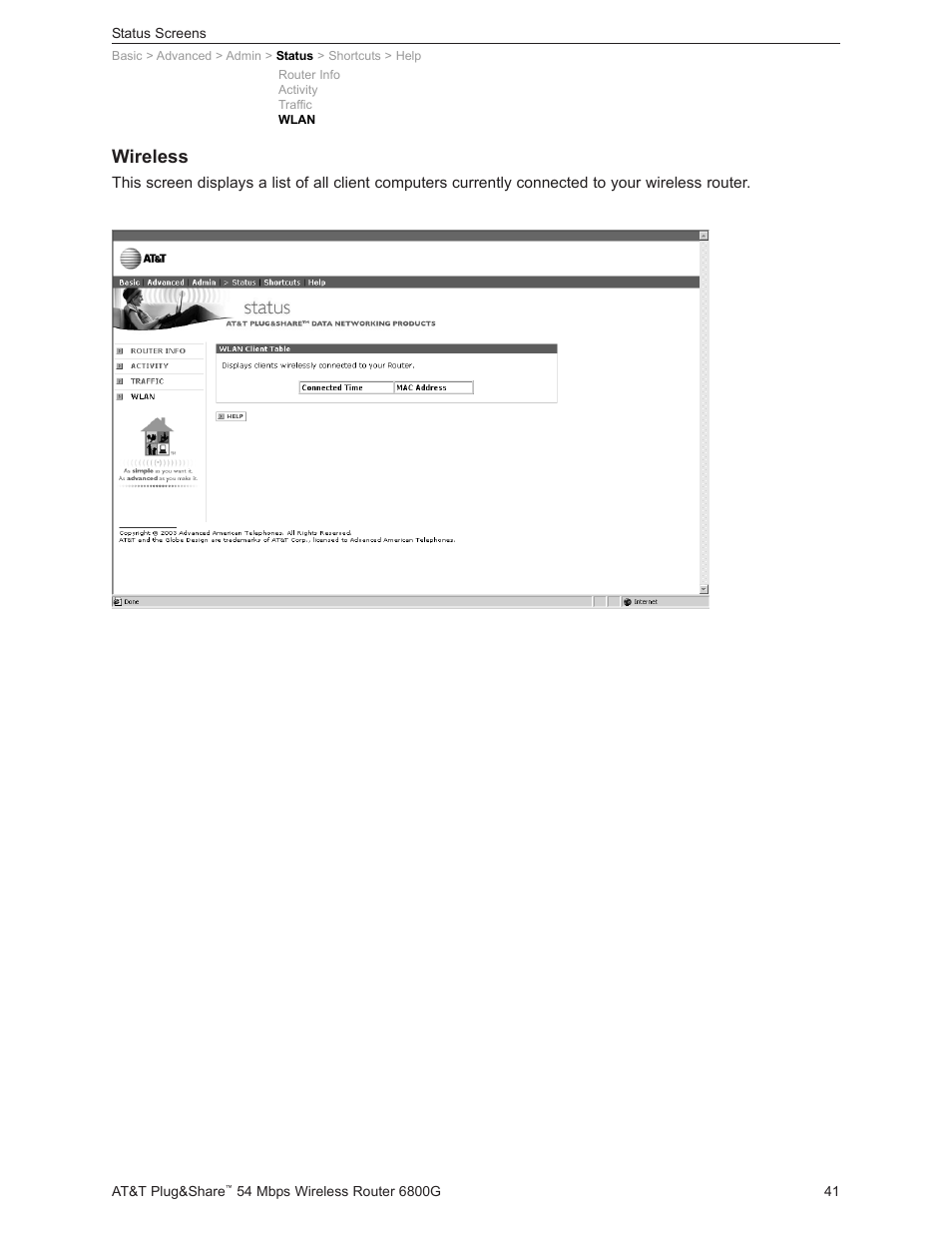 Wireless | AT&T Plug&Share 6800G User Manual | Page 41 / 77