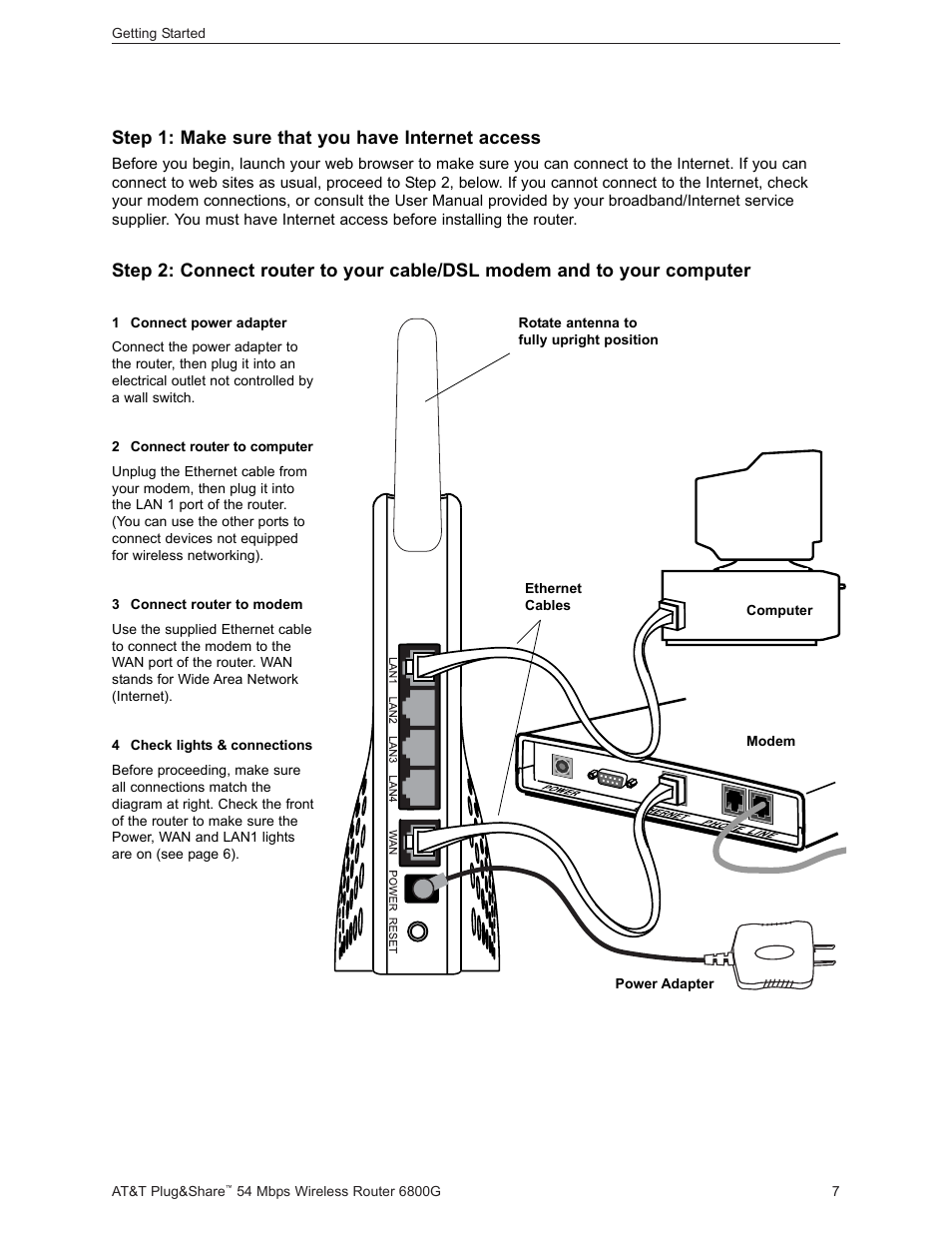 Step 1: make sure that you have internet access | AT&T Plug&Share 6800G User Manual | Page 7 / 77