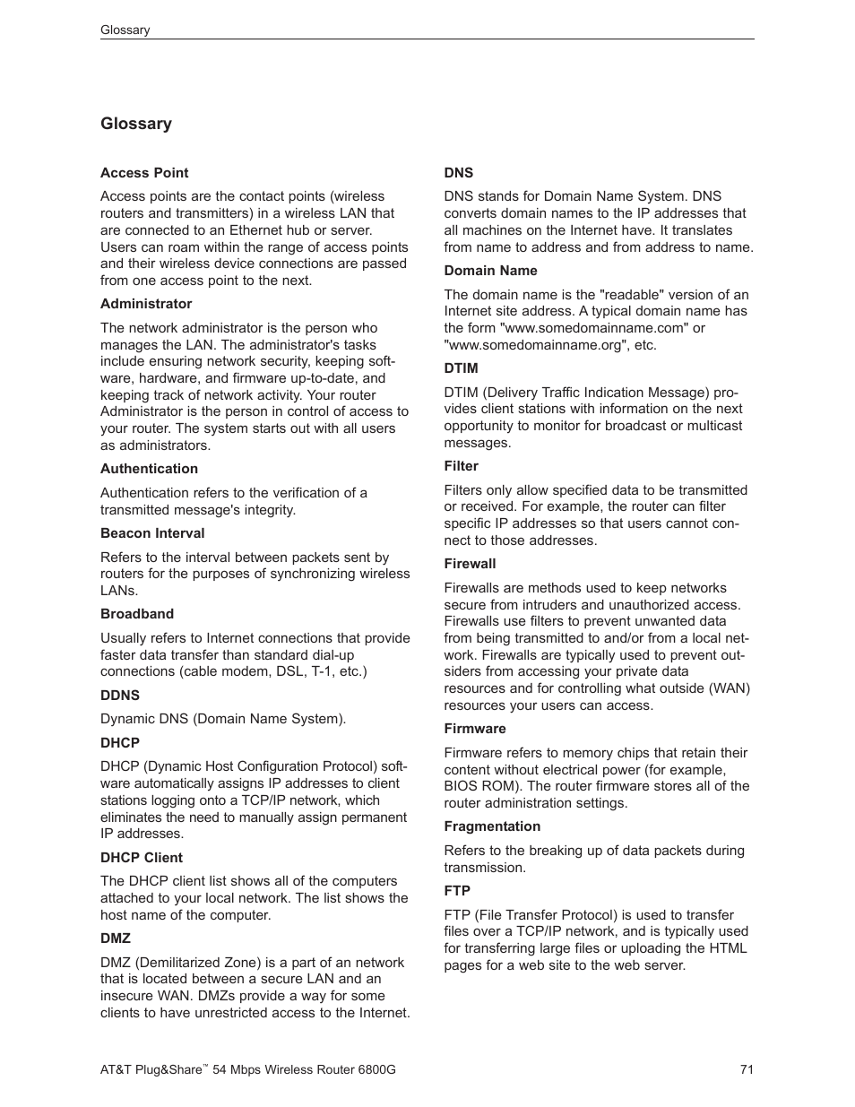 AT&T Plug&Share 6800G User Manual | Page 71 / 77